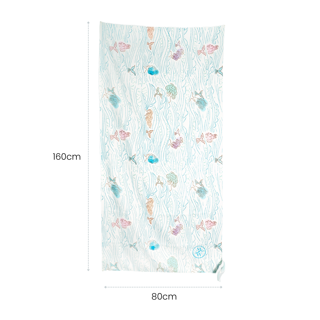 Beach/Bath Microfibre Towel - Mermaid Blue