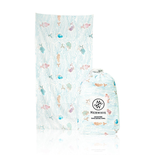 Beach/Bath Microfibre Towel - Mermaid Blue